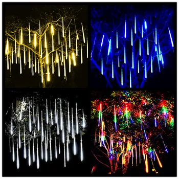 8 Tüpler 30/50 cm Meteor duş Led dize peri ışıklar sokak Garlands noel ağacı süslemeleri açık Navidad bahçe ışıkları