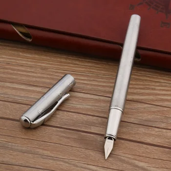 Lüks Paslanmaz Çelik dolma kalem Bıçak Ucu Mürekkep Kalemler Kırtasiye Ofis Okul Malzemeleri