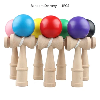 1 ADET 18cm Ahşap Bilboquet Topu Hokkabazlık Oyuncaklar Çocuklar için Kapalı Açık Çocuklar Eğlenceli Atmak Yakalamak Spor Oyuncaklar Japon Oyunu Rastgele Renk