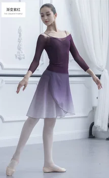 Degrade Bale Elbise Dantel-up Etek Dans Gazlı Bez Elbise Bir Etek Tutu Elbise Dans Kızlar İçin Balerin dans kostümü Kadın