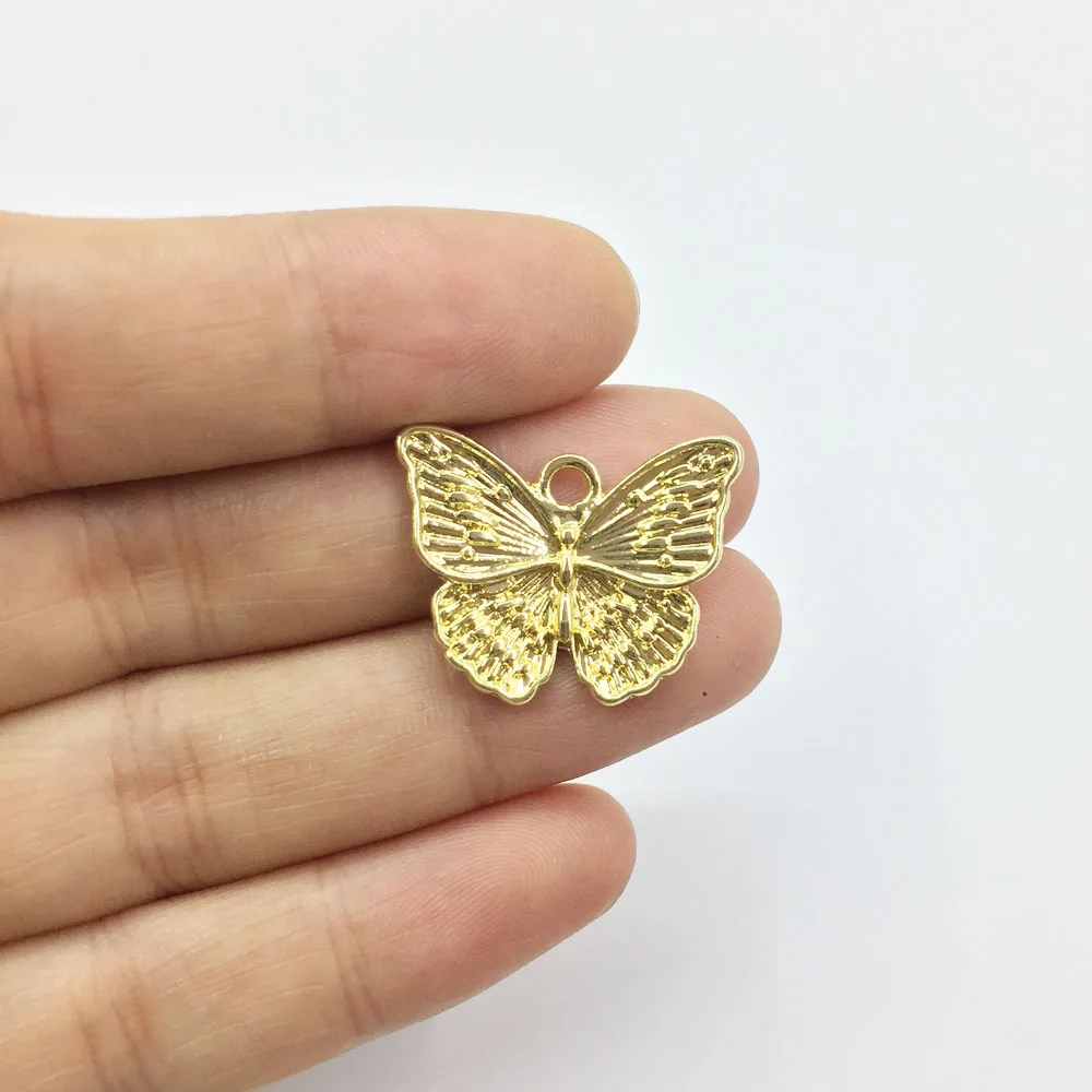 Eruifa 10 adet 18 * 24mm Güzel Kelebek altın / Gümüş kaplama Çinko alaşım Charms Kolye Takı DIY Kolye 2 renkler Görüntü 4