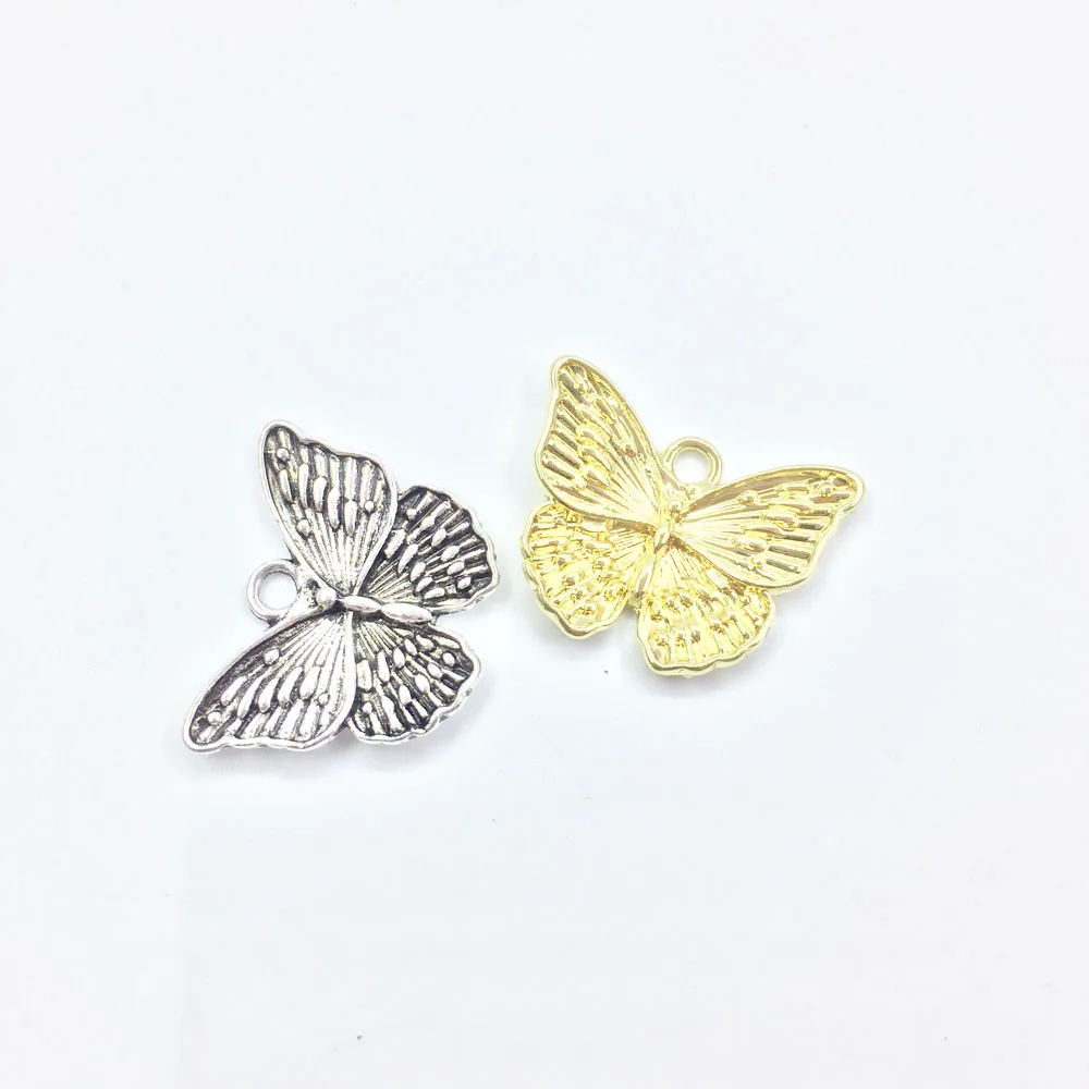 Eruifa 10 adet 18 * 24mm Güzel Kelebek altın / Gümüş kaplama Çinko alaşım Charms Kolye Takı DIY Kolye 2 renkler Görüntü 5