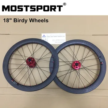 18 inç Birdy disk fren karbon tekerlekler İçin Birdy Bisiklet 40mm Derinlik Rıdea Birdy hub 12 K MAT