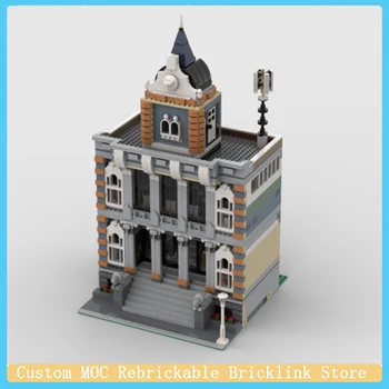 Yaratıcı Sokak Görünümü Serisi MOC Şehir Kütüphanesi Yapı Taşı Modeli DIY çocuk Eğitici Oyuncaklar noel hediyesi MOC-106538